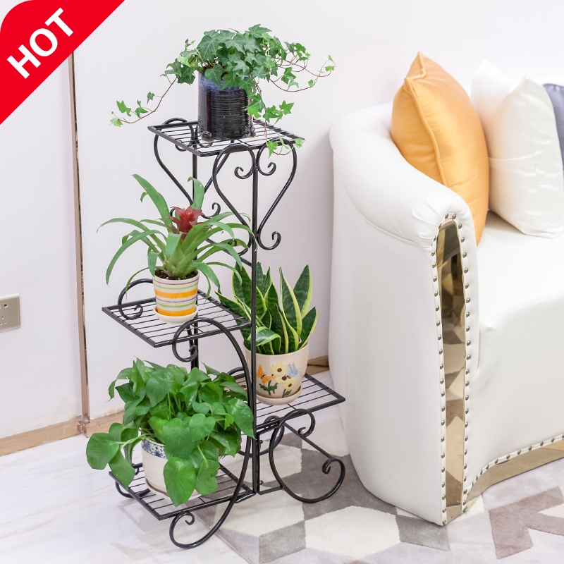 Balcony Flower Shelf Iron Art Gold Gülen Indoor Living Room Eu Style Fields Multi Layers Floor Type Ground Assembled Flower Pots Racks