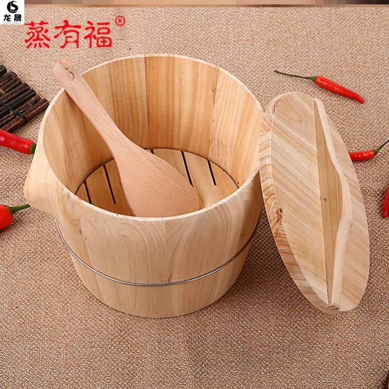 Cooking Cedar Wood Sushi Barrels Wood Barrels Rice Steamed Rice Buckets Steamed Rice Buckets Steamed Rice Buckets Rural Fragrant Toon Sprouts Rice