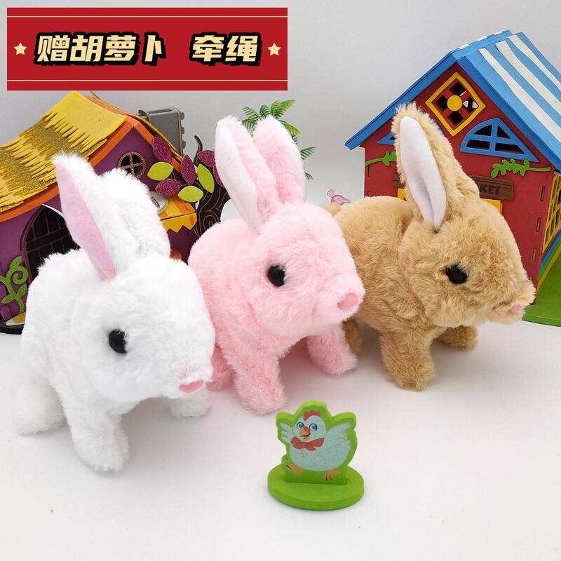 Little Rabbit Plush Toy for Girls, Realistic Electric Doll That Walks and Makes Sounds, White Rabbit Children's Birthday Gift