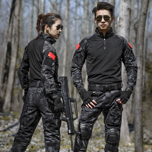 Дорожный камуфляжный летний черный дышащий тактический комплект, короткий рукав