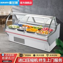 Lift up the glass door fresh cabinet Fruit fishing supermarket duck neck cooked food freezer Cold dish self-service display cabinet Air-cooled