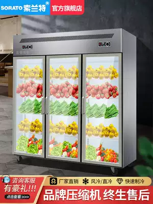 Three-door refrigerated vertical display cabinet Commercial refrigerator Malatang a la carte fresh-keeping cabinet Beverage skewers grilled and frozen