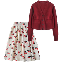 Internet celebrity royal sister temperament fashion suit 2024 new celebrity girly outfit sweater skirt two-piece suit western style
