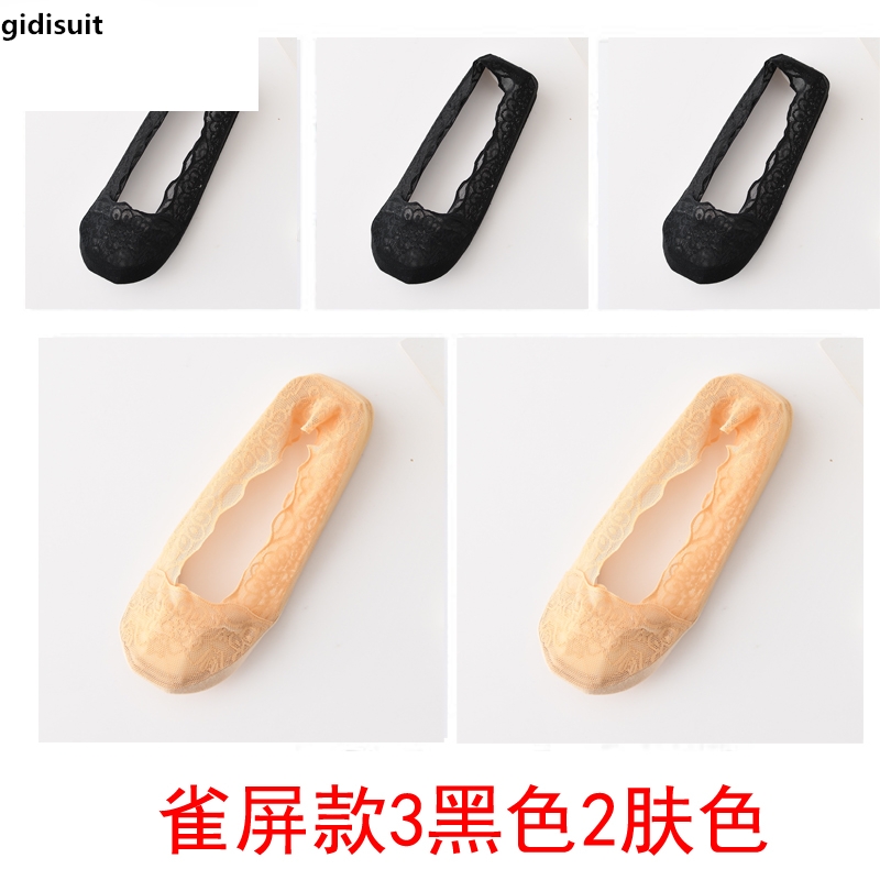 5 cặp vớ phụ nữ ren thuyền vớ cạn đáy miệng vớ vô hình silicone trượt mùa hè vớ mỏng mùa hè.