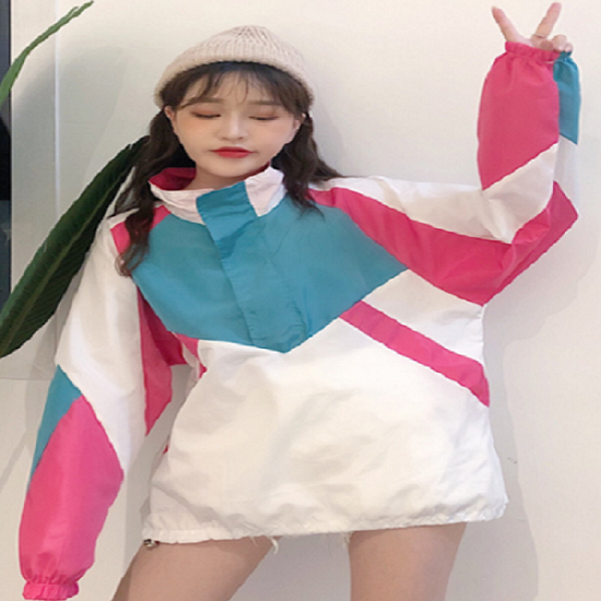 Floral áo gió mỏng short-cut sun-kissed thiếu vải Hàn Quốc thể thao kiểu áo khoác đầu lỏng tay phụ nữ áo khoác của