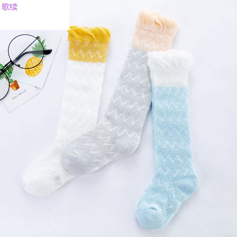 Bé vớ cotton mùa xuân hè lưới mỏng mắt chống muỗi vớ tay áo cao so với nam đầu gối và nữ vớ trẻ sơ sinh.