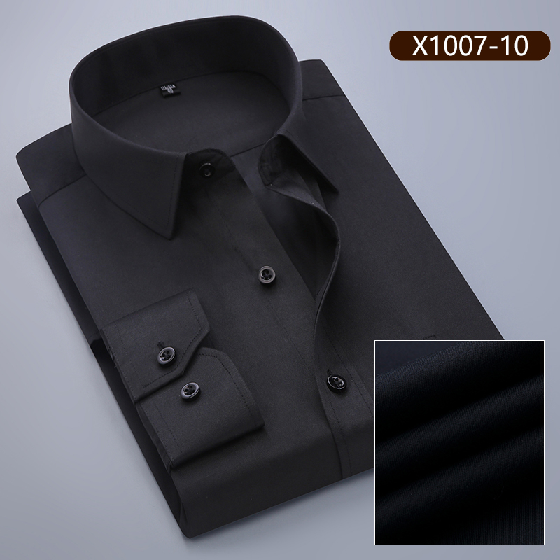 người đàn ông béo lớn cộng với sự gia tăng mỡ mã áo sơ mi màu đen nam dài tay áo kinh doanh chuyên nghiệp quần áo bảo hộ trang phục chuyên nghiệp inch.