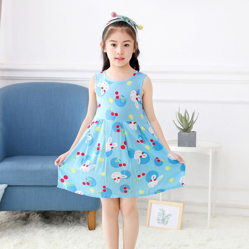 7 nhà skirtth bộ đồ ngủ mỏng lụa 3 bông 86 cô gái nhỏ 9 trẻ em 10 mùa hè pajama symmy váy ngủ 1112 trẻ em 5 tuổi 5 cô gái.