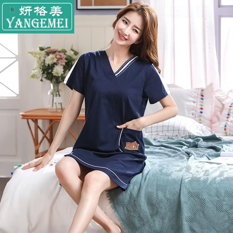 Mẹ jumpsuit nhà rộng nửa tay áo womens ngắn tay womens jumpsuit đồ ngủ lỏng lẻo pound tăng mùa hè.