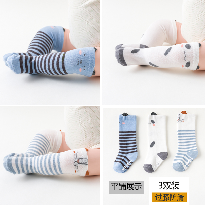 Bé vớ vớ cotton vào mùa xuân và mùa thu mùa hè mỏng trên đầu gối vớ vớ em bé 0-3 tuổi không trượt sàn vớ 1.