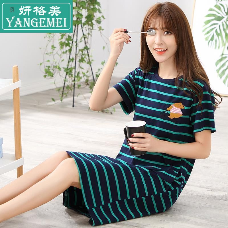 Mẹ jumpsuit nhà rộng nửa tay áo womens ngắn tay womens jumpsuit đồ ngủ lỏng lẻo pound tăng mùa hè.