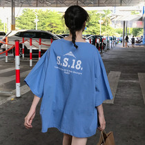 Super fire cec short sleeve t-shirt dress loose Korean version of Joker ins Harajuku bf lazy wind mschf harbor style clothes