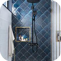 Nordic fish scale dark green complex kiln other ancient handmade bricks internet celebrity restaurant bar kitchen bathroom tile room