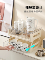 Glass cup storage box household coffee cup rack tea set desktop storage rack water cup cup storage