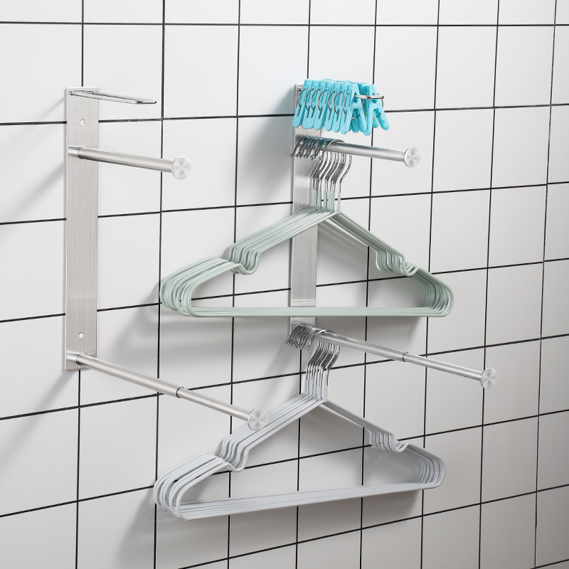 Clothing rack collector without punching stainless steel balcony hanging hook clothes drying the scaling wall-mounted frame