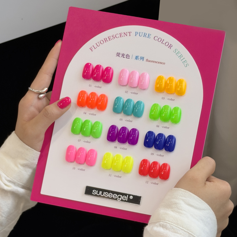 12-Color Rainbow Fluorescent Nail Polish Gel Set Dopamine Macaron Candy Color Nail Art Opening Set Gel