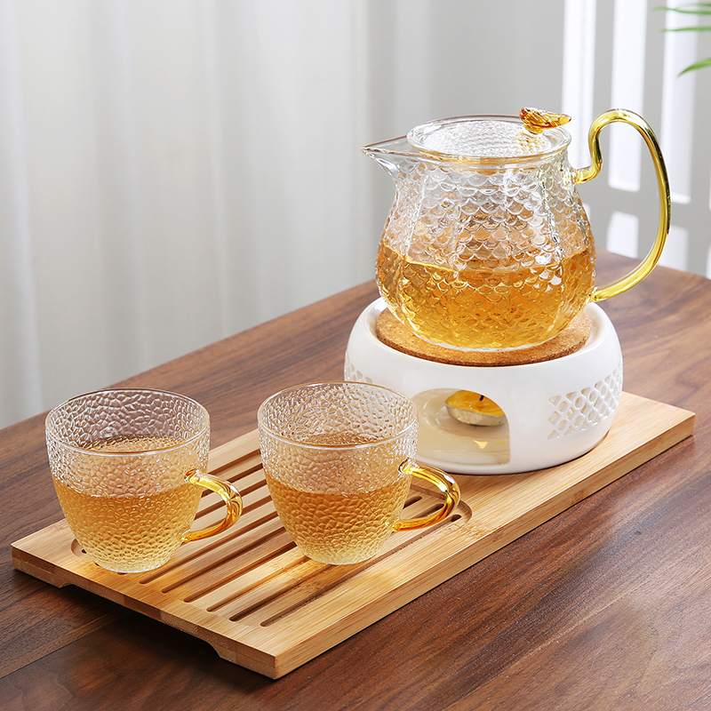 Heat-resistant glass milk teapot candle heating herbal tea set fruit teapot set afternoon tea teapot base
