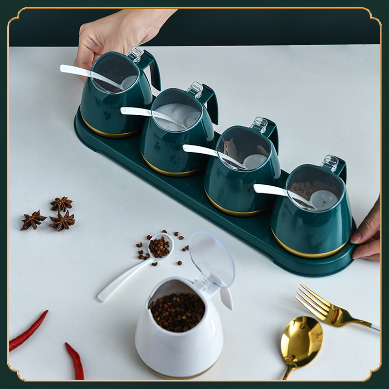 Kitchen seasoning box Household seasoning jar Seasoning storage box Seasoning bottle seasoning jar Salt jar Seasoning combination set