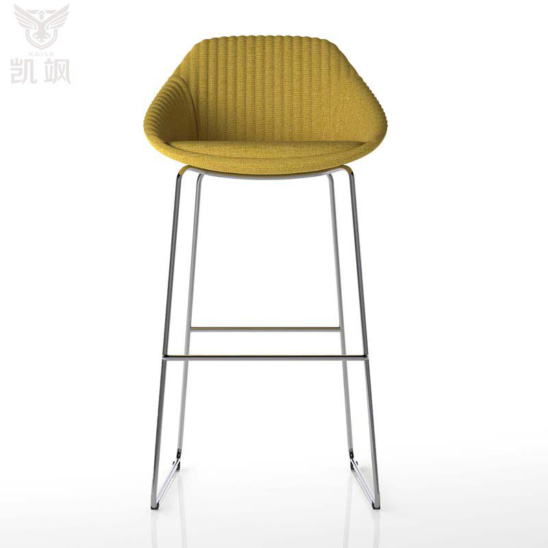 Fashion light extravagant bar Bench Nordic Wind Casual Chair Fabric Embossing High Foot Chair Mesh Red Iron Art High Footstool Front Desk Chair