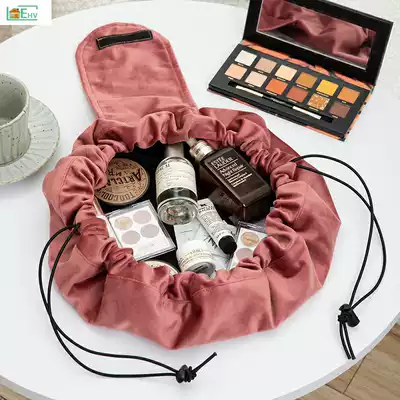 Cosmetic bag women's cosmetics velvet ins super fire net red capacity storage bag drawstring lazy portable large storage bag