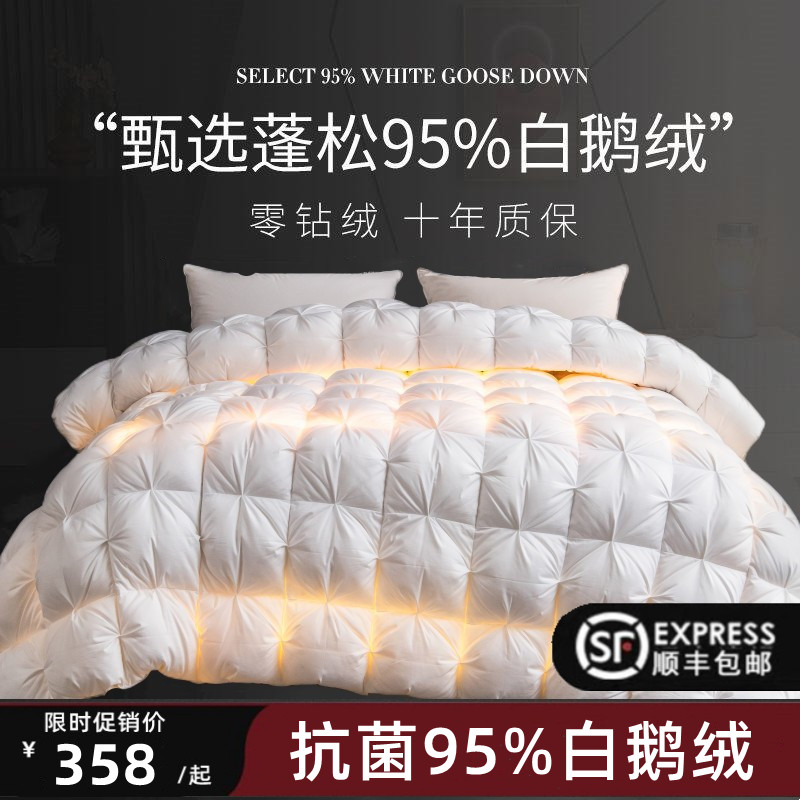 Down Quilt 95 White Goose Down Winter Quilt Single Spring Autumn Winter Double Full Cotton Quilt Core Duck Suede Winter Thickened Warm-Taobao