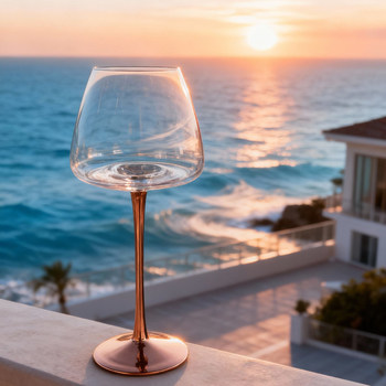 High-end luxury gold-handled red wine glass