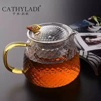 Cathyladi Household glass Kung Fu brewing tea Household high temperature resistant teapot Filter kettle Chinese single pot