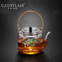 Cathyladi Chinese teapot tea cup electric pottery stove cloisonne glass bubble teapot home kung fu tea set