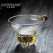 Cathyladi household glass tea filter Japanese style simple transparent funnel heat-resistant tea filter kung fu tea set accessories