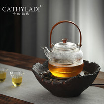 Cathyladi high temperature resistant glass cooking teapot kung fu tea set household small electric pottery stove steam tea maker