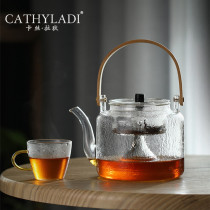 Cathyladi kung fu tea set glass teapot set home simple high temperature steamed tea electric pottery stove tea cooker
