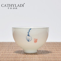 Cathyladi Chinese ceramic hand drawn tea cup Master Cup home kung fu tea set tea cup set