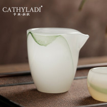 Cathyladi Japanese style simple glazed jade porcelain cup Home guest tea division thickened high temperature tea set