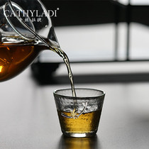 Cathyladi Japanese hammering glass kung fu tea set handmade silver Small teacup home simple tea single Cup