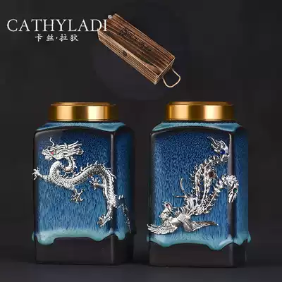 Cathyladi vintage rabbit Millath cup small tea jar sealed can home gilded silver sky eye glaze Jianzhan