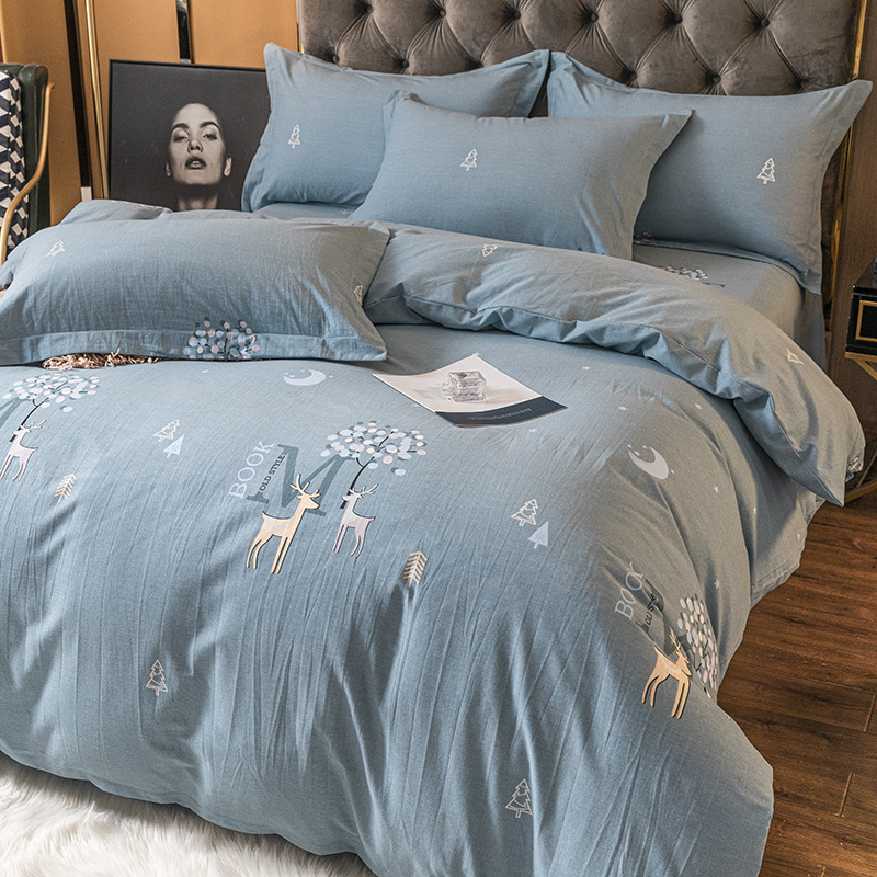 Thickened mill wool 4 pieces of pure cotton thickened quilt cover All cotton 1 5 1 8 bed quilt cover 2 2x2 4 bedding