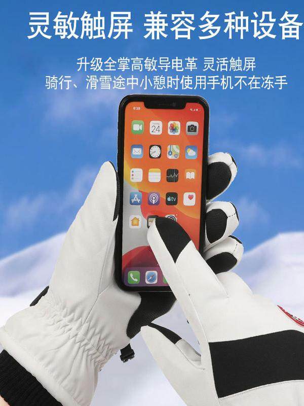 Winter Cycling and Skiing Gloves, Touchscreen Compatible, Motorcycle Gloves, Fleece-Lined, Warm, Thickened, Waterproof, Windproof, Cold-Resistant, Anti-Slip, Outdoor, Rainproof