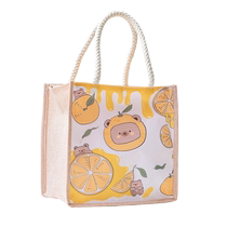 Japanese small fresh large capacity cloth bag Xiaohongshu ins handbag student lunch box bag portable cartoon canvas