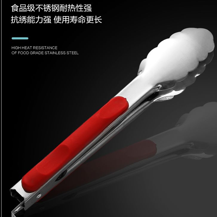 ステンレススチール製の厚くて長い食品クリップキッチンパンバーベキュークリップバーベキュー野菜クリップ高温耐性ステーキクリップ