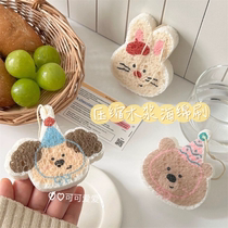 Cute cartoon compressed dish towel cartoon wood pulp cotton cleaning artifact sponge wipe kitchen brush pot decontamination scouring pad