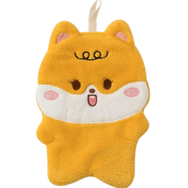 Cross-border supply new cartoon hand towels can be hung in the kitchen coral velvet embroidered hand towels cartoon small towels handkerchiefs