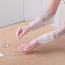 Winter dishwashing gloves for womens kitchen household thickened rubber laundry clothes waterproof rubber housework durable plus velvet