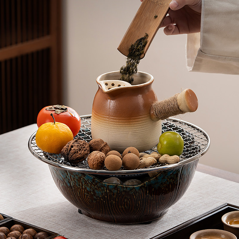 2025 New Model Tea Brewing Set, Complete Indoor Set with Dry-Burning Ceramic Pot, Milk Kettle, Portable Travel Bag