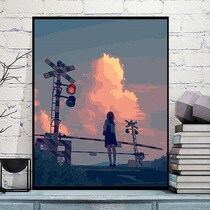 Digital oil painting diy bedroom girl two-dimensional animation character landscape hand painted oil color painting self-painted decorative painting ins
