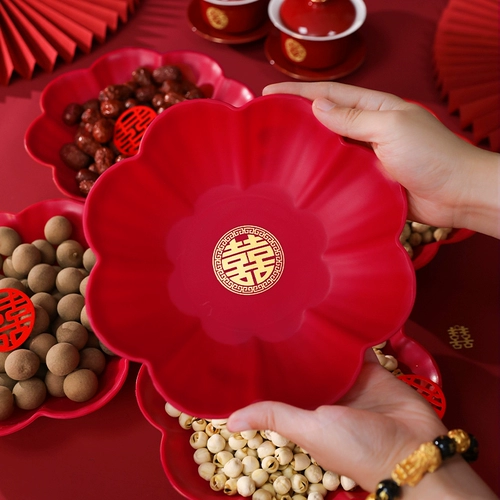 Фруктовая тарелка узел свадьба Специальный свадебный диск свадебный банкет гостиная сухой фрукты Красное счастье диск свадебные товары