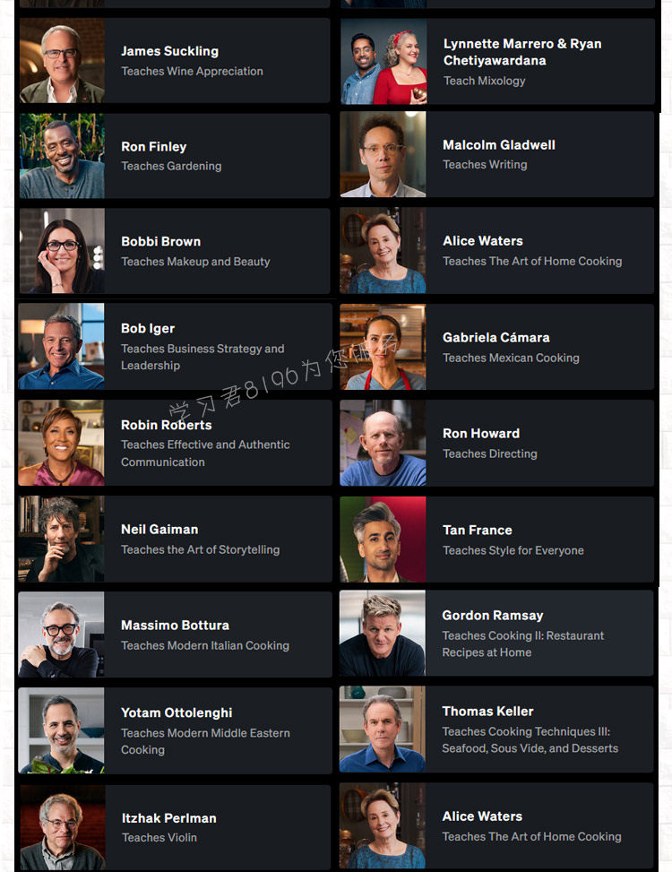 masterclass大师课190期全集大师班视频全套合集课程Master Class    masterclass全集大师班MasterClass全套合集视频课程教程持续更新