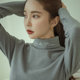 Pure cotton brushed turtleneck bottoming shirt for women, spring and autumn inner top, versatile black long sleeves, slim half turtleneck, white trendy