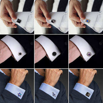 Factory Direct Sales French Shirt Cufflinks Men's Business Formal Shirt Cuff Buttons Simple Creative Alloy Pair