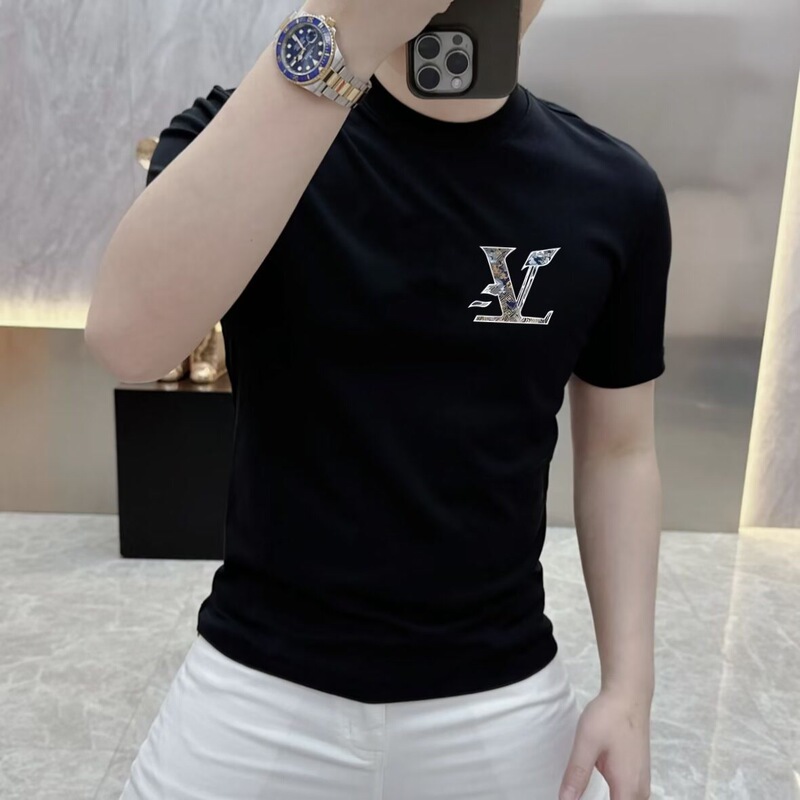 Hong Kong Lv K Summer Men's Versatile High-End Trendy Brand Shenzhen Nanyou Luxury Replica Ice-Feel Short-Sleeve T-Shirt