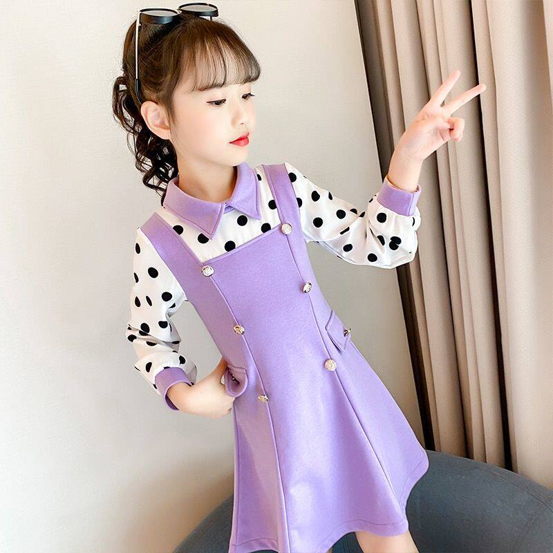 Girl's dress for autumn clothing 2020 new Korean version of the Korean version Children's dress Fall little girl Long sleeves princess skirts